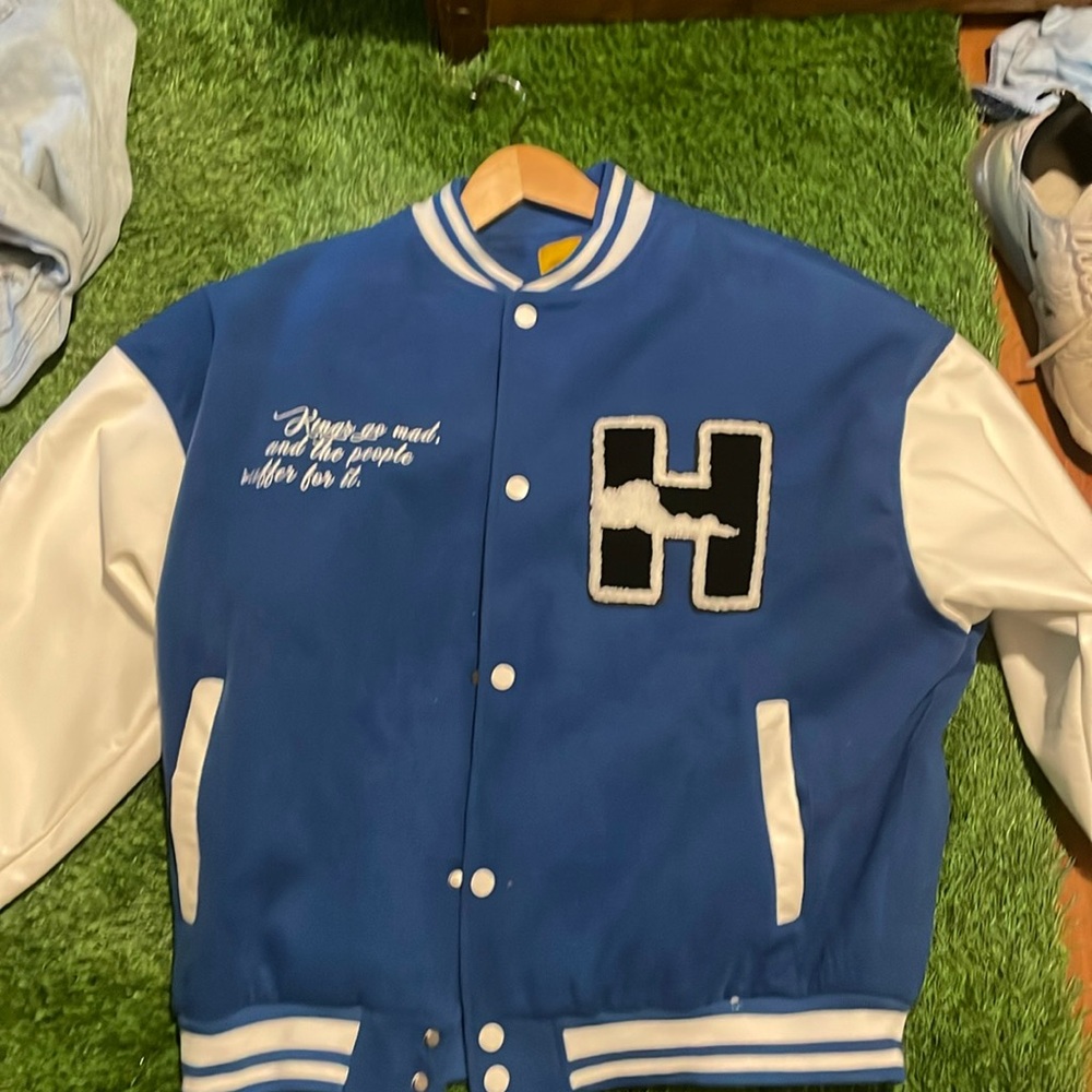 Blue varsity jacket large